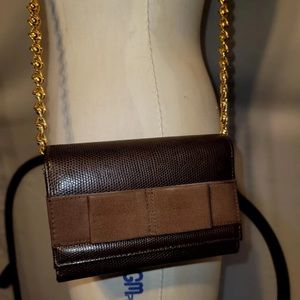 Weth Trading Brown Vinil Purses Small 4 in high X 6 in width chain gold